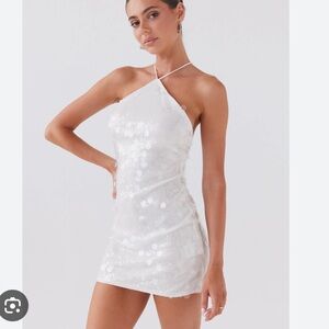 Peppermayo White Sequin Mini Dress